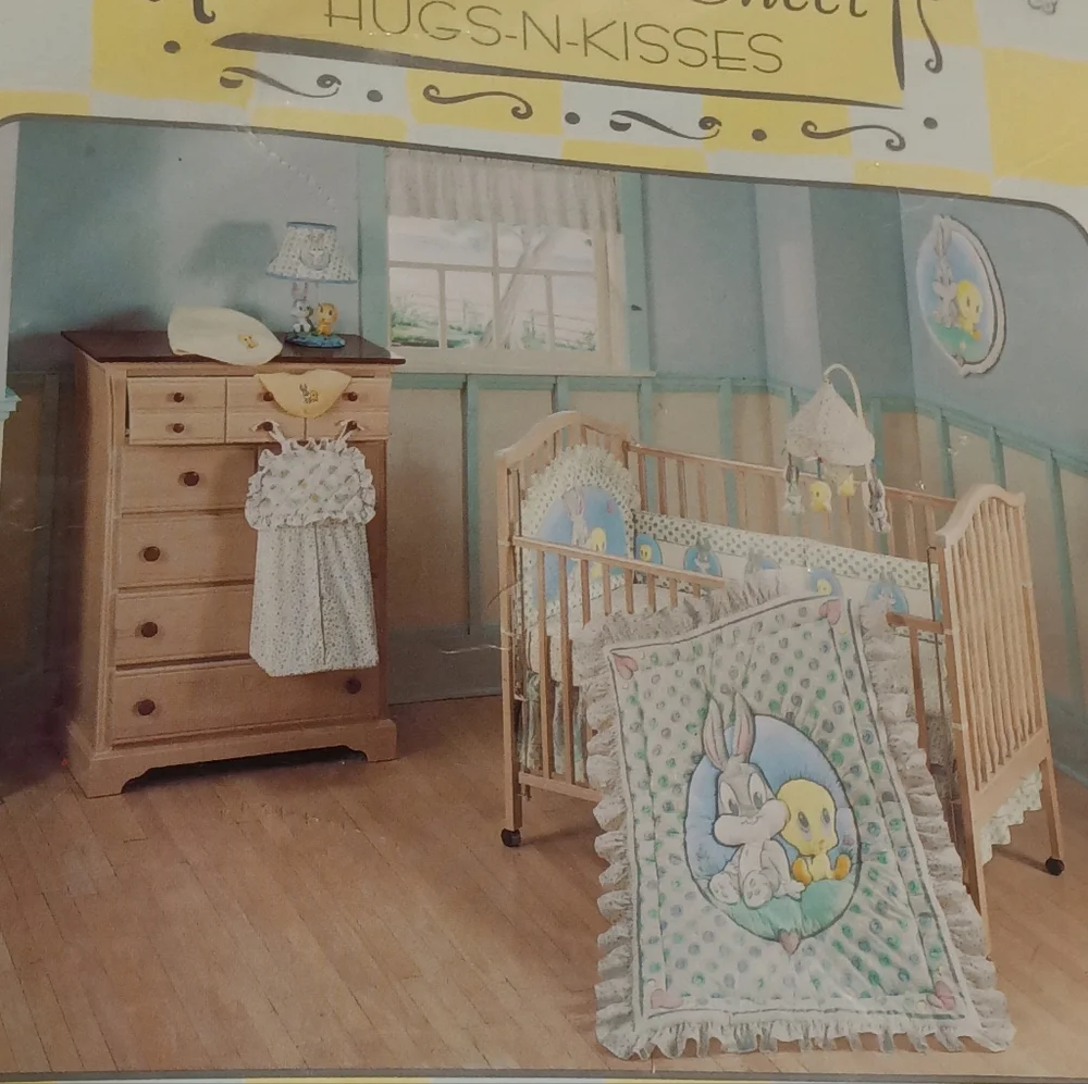NIP Bugs&Tweety Crib Sheet Looney Tunes Baby Tweety Bird & Baby Bugs Bunny
